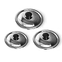Kitchen Expert Stainless Steel Lids For Utensils | Set Of 3 (16.5cm, 18cm & 19.5cm) | Suitable For Pots/Pan/Kadhai/Bowls | Multipurpose Lid With Knob | Sturdy Knob & Durable | Safe & Secure Grip