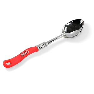 kitchen expert stainless steel serving spoon with plastic handle  1 pc  kitchen cooking utensil  karchi  steel ladle for serving  spoon spatula for soup gravies curry rice amp frying