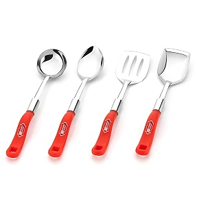 kitchen expert stainless steel spatula  set of 4  kitchen tool for cooking baking and mixing  heat resistant and non stick cookware  include slotted turner skimmer spatula spoon
