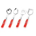 Kitchen Expert Stainless Steel Spatula | Set of 4 | Kitchen Tool for Cooking, Baking and Mixing | Heat Resistant and Non Stick Cookware | Include Slotted Turner, Skimmer, Spatula Spoon
