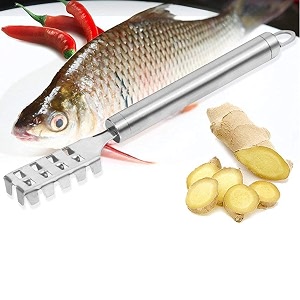 kitchen fish scale scraper remover scale knife peeler skin peeler fish tools fish skin remover stainless steel sawtooth fish cleaning brush for kitchen fish scaler cutting knife 2
