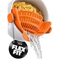 Kitchen Gizmo Snap N Strain Clip On Strainer for Pots and Pans - Adjustable Silicone Colander for Kitchen - Compact Clip-On Food Strainer for Draining Pasta and Vegetables - Orange