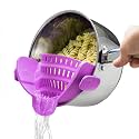 Kitchen Gizmo Snap N Strain Pot and Pasta Strainer - Strainers and Colanders - Adjustable Silicone Clip On Strainer for Pots, Pans, and Bowls - Kitchen Colander - Purple