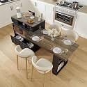 Kitchen Island with Extendable Table, Rolling Cart, Storage &amp; Power, Black