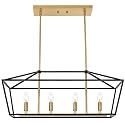 Kitchen Island Light 4-Light Linear Chandelier, Farmhouse Dining Room Pendant Lighting with Adjustable Height, Ceiling Lights Hanging Over Table