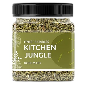 kitchen jungle brand rosemary leaves organic dried for foods amp hair 100gm jar pack