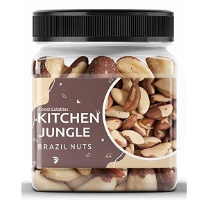 kitchen jungle brazil nuts 250g  naturally rich in selenium  premium superfood  1 nut daily is enough  product of peru  healthy snack  vaccum jar pack