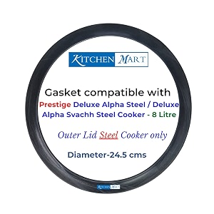 kitchen mart gasket compatible with prestige deluxe alphadeluxe alpha svachh steel pressure cooker 8 litres
