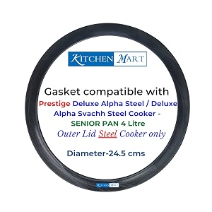 kitchen mart gasket compatible with prestige deluxe alphadeluxe alpha svachh steel pressure cooker senior pan - 4 litres