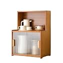 Kitchen Pantry Storage Cabinet Multipurpose Desktop Shelf Bookcase Floor Storage Cabinet with Transparent Door Multi Scenario Use(Brown,45cm)