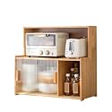 Kitchen Pantry Storage Cabinet Multipurpose Desktop Shelf Bookcase Floor Storage Cabinet with Transparent Door Multi Scenario Use(Natural,67cm)