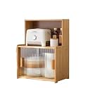 Kitchen Pantry Storage Cabinet Multipurpose Desktop Shelf Bookcase Floor Storage Cabinet with Transparent Door Multi Scenario Use(Natural,45cm)