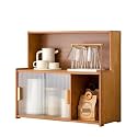 Kitchen Pantry Storage Cabinet Multipurpose Desktop Shelf Bookcase Floor Storage Cabinet with Transparent Door Multi Scenario Use(Brown,67cm)