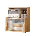 Kitchen Pantry Storage Cabinet Multipurpose Desktop Shelf Bookcase Floor Storage Cabinet with Transparent Door Multi Scenario Use(Natural,55cm)