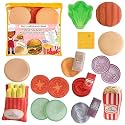 Kitchen Play Burger, French Fries &amp; Popcorn Set – 25-Piece Soft Fabric Fast Food Toy Collection for Kids | Realistic Kitchen Role Play Cooking Set | Educational Learning Toy