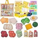 Kitchen Play Sandwich Set – 33 Piece Soft Fabric Play Food Kit with Bread, Vegetables, Cheese &amp; Sauces | Kids Kitchen Role Play Toy | Educational Learning Set for Boys &amp; Girls