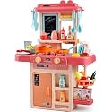 Kitchen Play Set for Kids with Running Water Sink, Steam Cooking Stove, Sound & Light Effects, Refrigerator Storage, Writing Board, 42 Accessories Pretend Play Cooking Toy for Boys & Girls