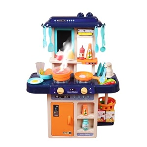 kitchen playset for kids kitchen set for toddler with gas sound amp light cooking stove with steamtoy kitchen accessories with running waterkitchen toys for kids 42 pcs blue