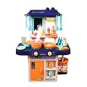 Kitchen Playset for Kids, Kitchen Set for Toddler with Gas Sound & Light, Cooking Stove with Steam,Toy Kitchen Accessories with Running Water,Kitchen Toys for Kids (42 PCS Blue)