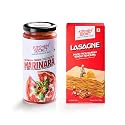 Kitchen Secret Lasagne Pasta and Marinara Sauce Combo | 100% Durum Wheat Semolina Eggless Pasta 500g + Sun Marzano Tomato Sauce 390g | No Preservatives, High Protein & Fiber, Italian Style