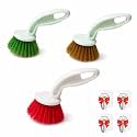 Kitchen Sink Cleaning Brush | Tough Flexible Bristles Scrubber for Stubborn Stains | Comfortable Grip Dishwashing Brush for Kitchen Utensils Bathroom Tiles Pack of 3