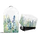 Kitchen Small Appliance Dust Covers Set of 2 Stand Mixer Food Processor Blender and Toaster Bread Maker Oven Oil-proof Protector Covers Blue Green Floral Print