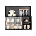 Kitchen Storage Cabinet, Countertop Cabinet with Sliding Door, Pantry Storage Cabinet with Adjustable Shelves, Freestanding Floor Storage Cabinet ﻿ Multi Scenario Use(Black,67cm)