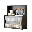 Kitchen Storage Cabinet, Countertop Cabinet with Sliding Door, Pantry Storage Cabinet with Adjustable Shelves, Freestanding Floor Storage Cabinet ﻿ Multi Scenario Use(Black,55cm)