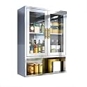 Kitchen Storage Cabinets Thickened Stainless Steel Cabinet Storage Cabinet with Doors and Shelves Suitable for Various Spaces Such as Kitchens Bathrooms Balconies(60 * 32 * 80cm)