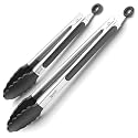 Kitchen Tongs for Cooking with Silicone Tips by Boxiki Kitchen, BPA Free Stainless Steel set of 2 Silicone Tongs for Cooking, Grilling & Toss a Salad, Heat Resistant Grill Tongs for Serving BBQ Food.