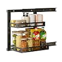 Kitchen Under Sink Organizer Pull Out Cabinet Organizer Ouble-Layer Pull-Out Spice Rack Adjustable Shelf Height Easy To Access Suitable for Kitchens and Bathrooms 12.2x9.3x16in
