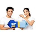 Kitchen Wipes for Cleaning Oil and Grease Thick Non Woven Cleaning Wet Wipes for Platform Countertop Slab and Utensils with Resealable Lid Large Size 20x20 cm Pack of 80 Wipes