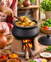 KitchenA Organic Black Handi 1 L with Lid (Earthenware, Non-stick) Handi 1 L with Lid