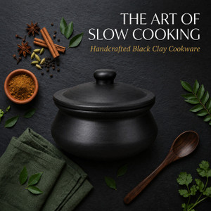 kitchena terracotta black clay handi 1l with lid handi 05 l with lid earthenware non-stick induction bottom