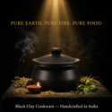 KitchenA Terracotta Black Clay Handi 2L with Lid Handi 2 L with Lid (Earthenware, Non-stick, Induction Bottom)