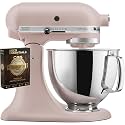 KitchenAid Artisan 5-Quart Tilt-Head Stand Mixer in Feather Pink Bundle