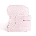 KITCHENAID Fitted Tilt-Head Stand Mixer Cover with Storage Pocket, Quilted 100% Cotton,14.4"x18"x10", Ticking Stripe Hibiscus Pink