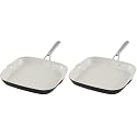 KitchenAid Hard Anodized Ceramic Nonstick Grill Pan/Griddle, Square, Matte Black 11.25 Inch (Pack of 2)