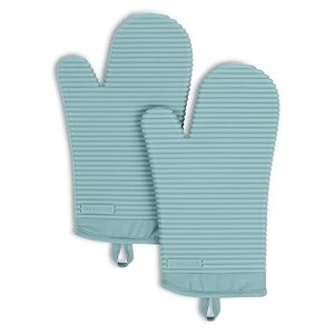 kitchenaid ribbed soft silicone oven mitt 2-pack set mineral water aqua 7534x1334