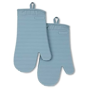 kitchenaid ribbed soft silicone oven mitt 2-pack set 7534x1334 fog blue