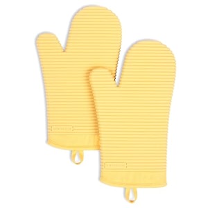 kitchenaid ribbed soft silicone oven mitt 2-pack set 7534x1334 butter yellow