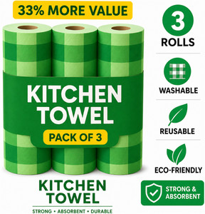 KITCHENBIZ kitchen towel roll pack of 3