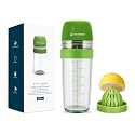 KITCHENDAO 2 in 1 Salad Dressing Shaker Container with Juicer, Pour Spout, Leakproof, Dishwasher Safe, BPA Free, Travel Homemade Oil and Vinegar Salad Dressing Bottle Mixer Dispenser, 1-1/2 Cups