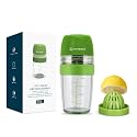 KITCHENDAO 2 in 1 Salad Dressing Shaker Bottle with Juicer, Pour Spout, Leakproof, Soft Grip, Dishwasher Safe, BPA Free Travel Homemade Oil and Vinegar Salad Dressing Container Mixer Dispenser, 1 Cup