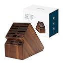KITCHENDAO 20 Slot Acacia Wood Knife Block without Knives, Universal Knife Holder for Kitchen, Holding Multiple Types of Knives, Countertop Butcher Block Knife Stand for Easy Kitchen Storage
