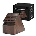 KITCHENDAO 20 Slot Black Walnut Wood Knife Block without Knives, Universal Knife Holder for Kitchen, Holding Multiple Types of Knives, Countertop Butcher Block Knife Stand for Easy Kitchen Storage