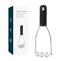 KITCHENDAO 304 Stainless Steel Potato Masher, Heavy Duty Kitchen Tool with Soft-Touch Comfort Grip Handle, Dishwasher Safe & Easy-Store Hanging Loop
