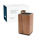 KITCHENDAO 360° Rotary Acacia Wood Magnetic Knife Block without Knives