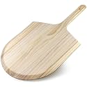 KitchenDine Pizza Peel 16 Inch, Wooden Pizza Paddle with Handle — Large 16" x 14" Pinewood Pizza Board for Indoor Oven & Outdoor Grill, Bread & Charcuterie Serving Board, 24" Tapered Wood Peel (1)