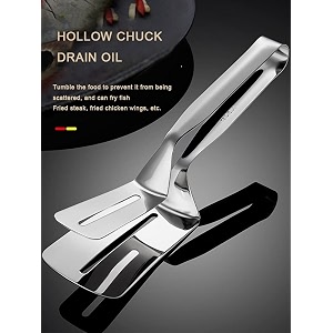 bbq cooking tool frying turner double sided spatula multifunctional stainless steel food flipping clip steak tong food clamp 10 inch